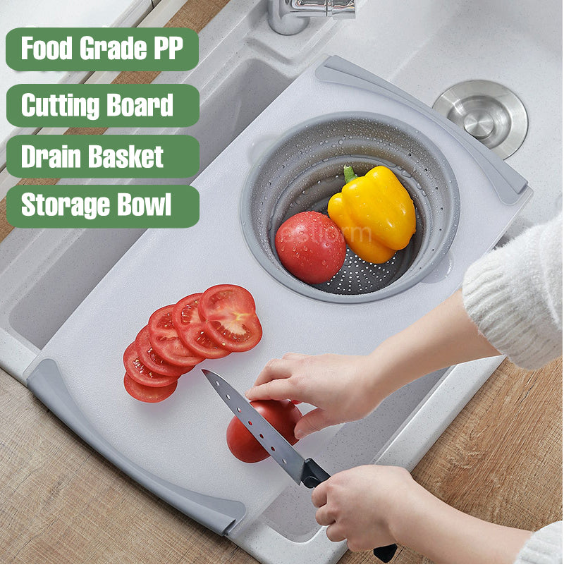 3-in-1 Chopping Board with Detachable Drain Basket